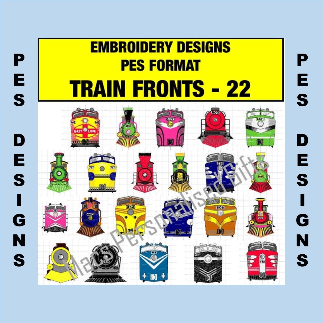 Train Fronts Railway 22 PES Designs Machine Embroidery Files - Etsy