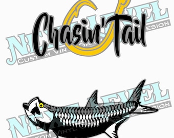 Chasin&#39; Tail Tarpon Design Front+Back included SVG EPS JPG art download