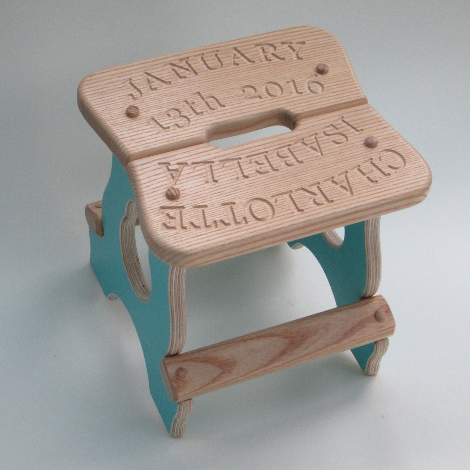 Personalised children's stool / engraved new baby stool / Etsy