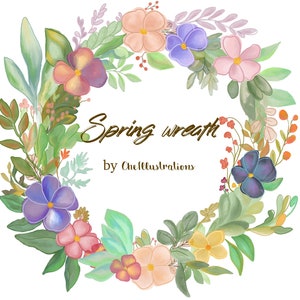 Coroa botânica floral. Arranjo de flores silvestres. Cartão de saudações. Modelo de convite, rótulo. Casamento, clipart de aniversário