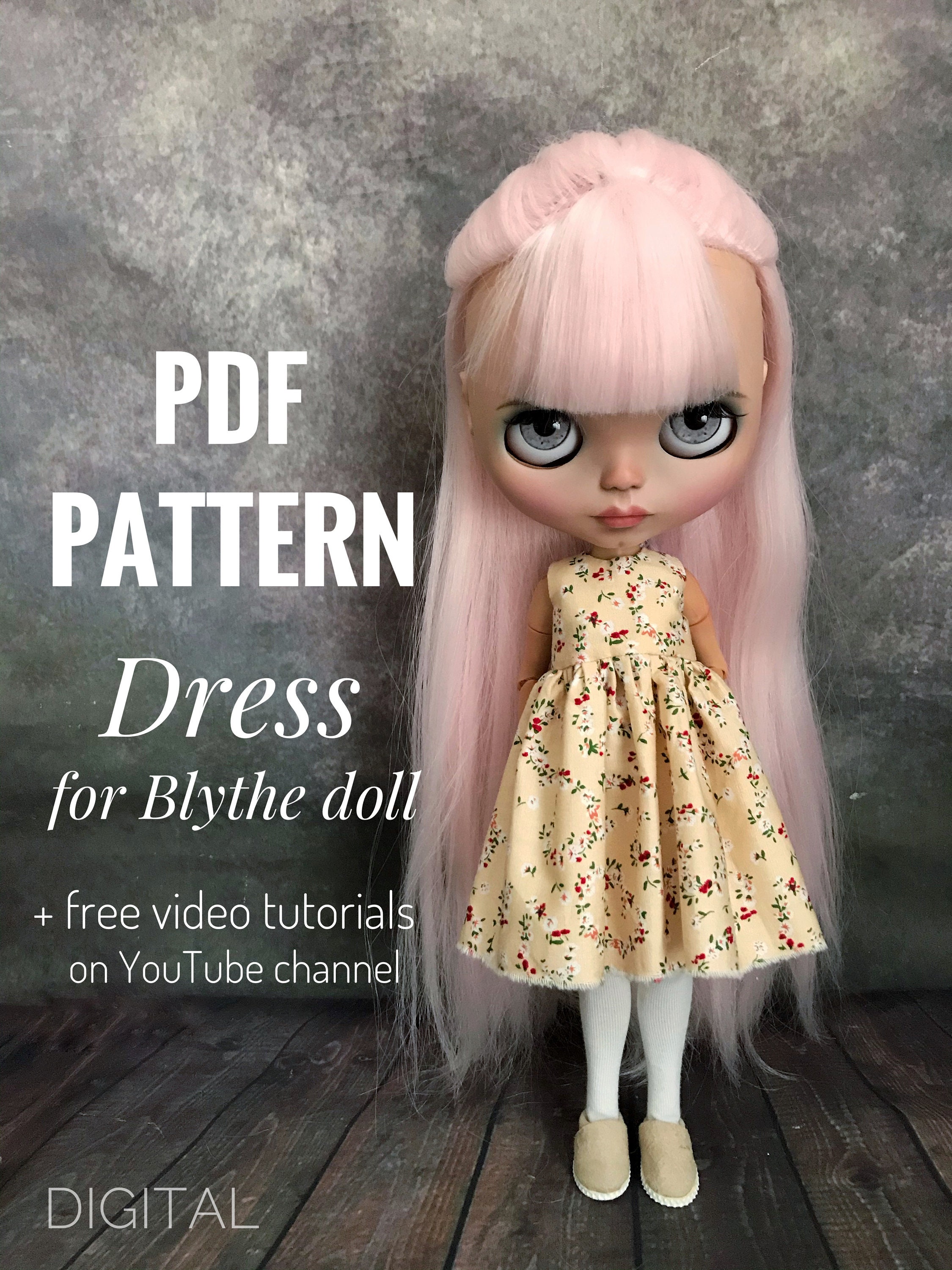 PDF pattern dress for Blythe doll, Blythe clothes pattern, digital do…