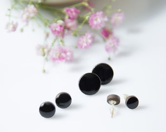 Black stud earrings for women Minimalist black earrings Mens black stud earrings men Simple black earrings Black earrings stud for men