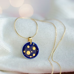 Navy and gold necklace Ceramic necklace Gold and navy necklace Starry night necklace Porcelain necklace gold constellation celestial MIOO image 1