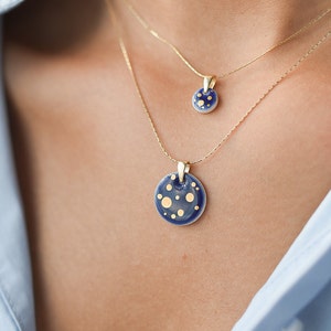 Navy and gold necklace Ceramic necklace Gold and navy necklace Starry night necklace Porcelain necklace gold constellation celestial MIOO image 7