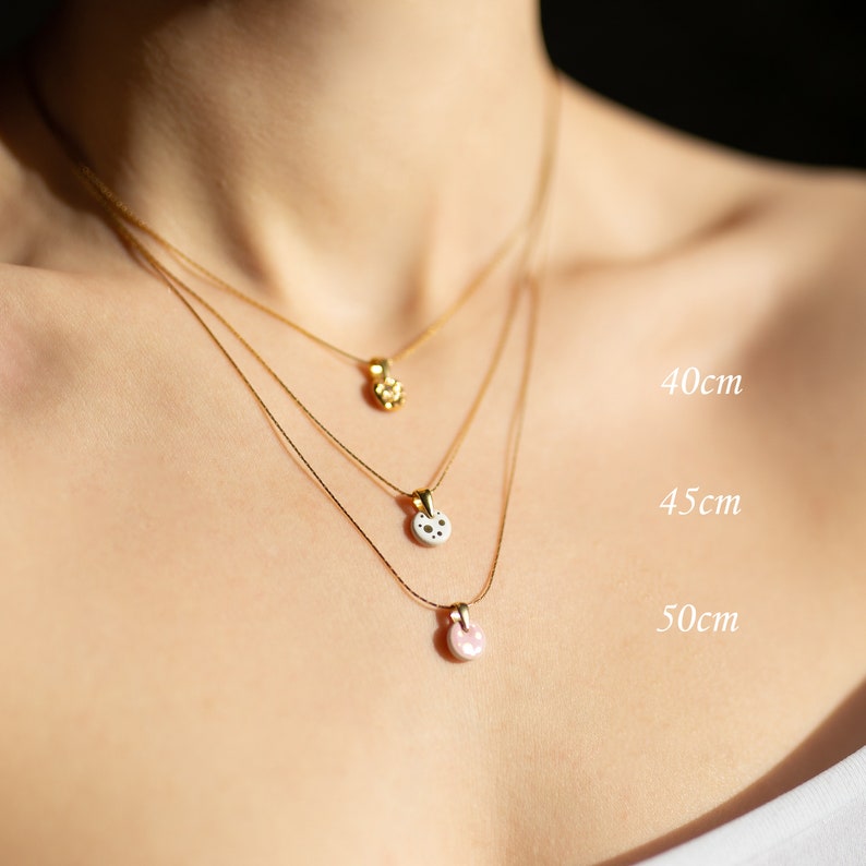 Double charm necklace White and gold pendant necklace Ceramic Etsy