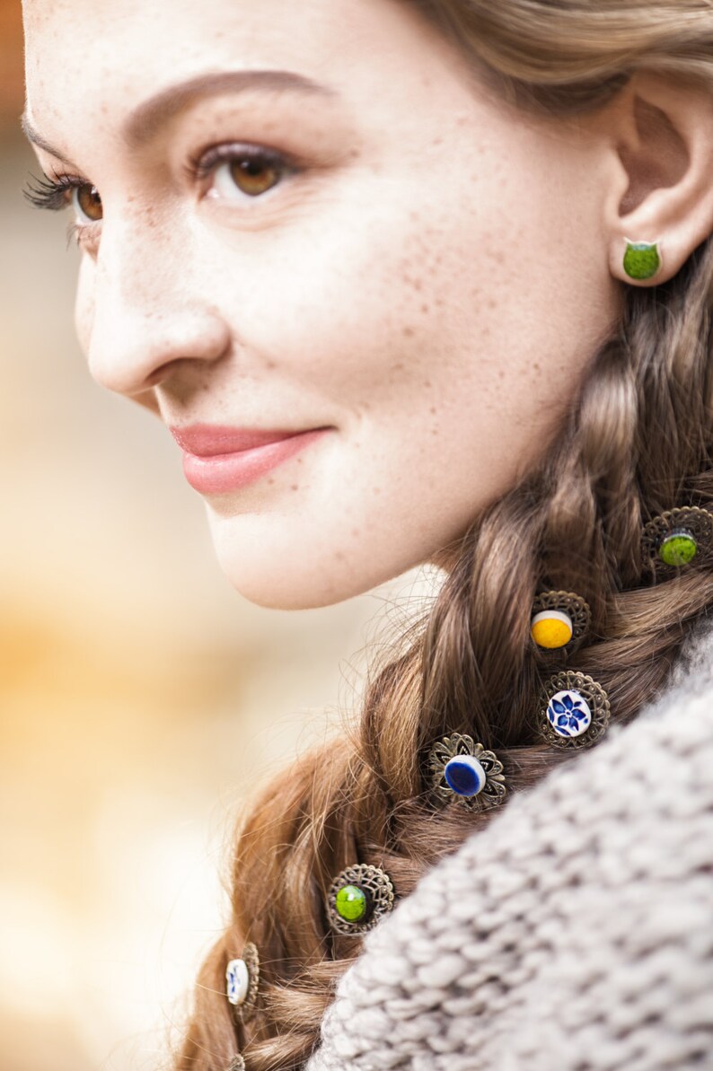 Cat Stud Earrings Cat Earrings Ceramic Earrings Black Cat Etsy