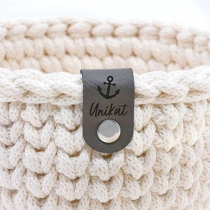 Set of 10 Labels "HANDMADE" incl. Screws - Label - Tags Crochet Basket, Faux Leather Labels  - CS0018