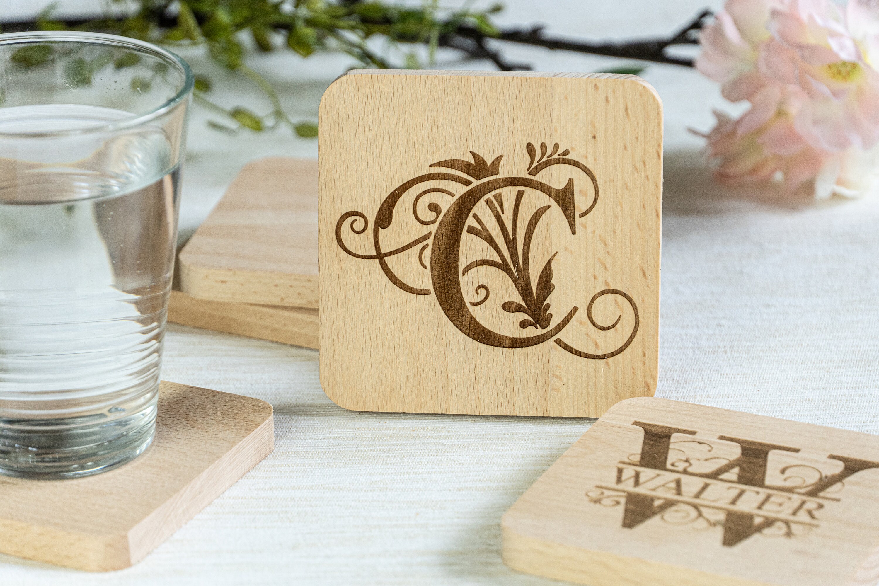 Personalized Bar Coasters Customized Wooden Coasters Set of Etsy