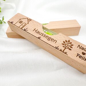 Personalisierte Wasserwaage mit Gravur – Hochzeitsgeschenk, Einzugsgeschenk, Richtfest Geschenk, Haussegen, Einweihungsgeschenk aus Holz immagine 6