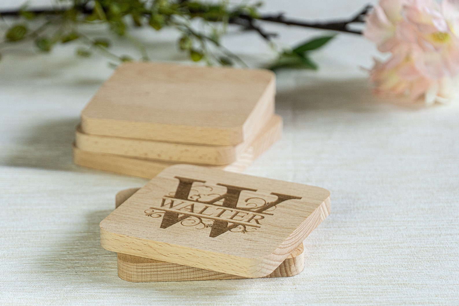 Personalized Bar Coasters Customized Wooden Coasters Set of Etsy