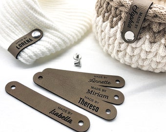 Personalisierte Label mit Chicago Screws / Kunstleder-Label mit Schrauben / Falt-Labels personalisiert inkl. Schrauben - Set 10 - 100 Stück