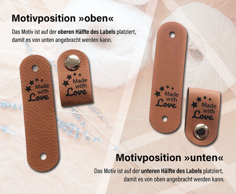 Personalisierte Labels mit Schrauben, Knick Labels, Kunstleder Labels personalisiert Set 10 100 Stück Bild 8