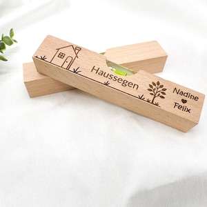 Personalisierte Wasserwaage mit Gravur – Hochzeitsgeschenk, Einzugsgeschenk, Richtfest Geschenk, Haussegen, Einweihungsgeschenk aus Holz immagine 10