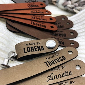Personalized Faux Leather Labels with screws 10 100pcs afbeelding 5