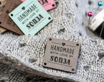 Faux Leather Labels, Tags Knitting and Crochet, Garment Labels, Personalization, Custom Labels, Clothing Labels