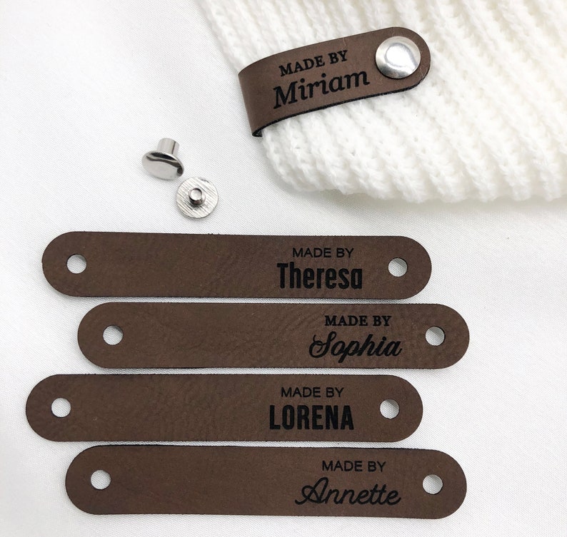 Personalized Faux Leather Labels with screws 10 100pcs image 9