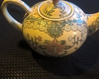 Antique Chinese japanese Hand Painted Porcelain Tea Pot , red Tea Pot Marked Very RARE Collectible!