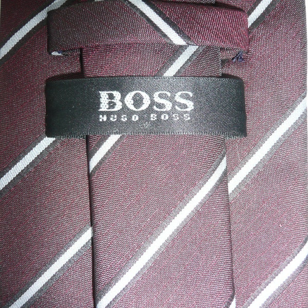 Vintage 80s Hugo Boss Mens 100% silk Tie Necktie Made in Italy