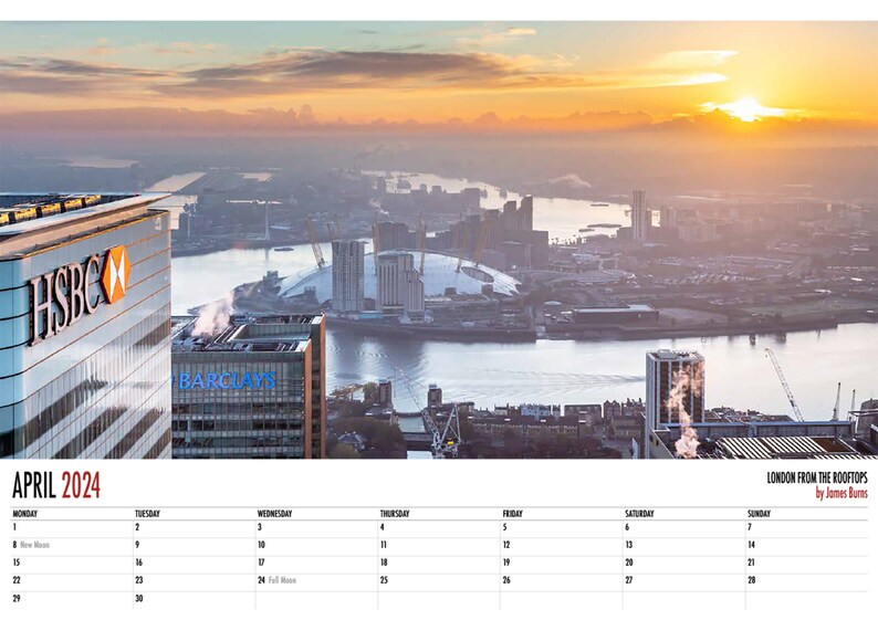 2024 A3 Wall Calendar the London From the Rooftops Annual Wall