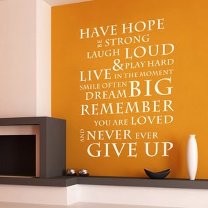 Have Hope Be Strong Inspirujący cytat Naklejka ścienna Cytat z życia Winylowa naklejka ścienna Motywująca sztuka - MGW009