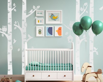 Birke Baum Wand Aufkleber Birke Baum mit Eulen Wand Aufkleber Baby Kinderzimmer Wand Aufkleber - 181