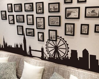 London Skyline Wall Decal Cute Vinyl Sticker Home Arts Europe City Wall Decals England- 199