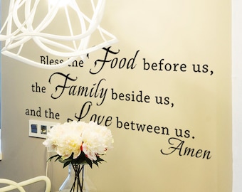 Bless The Food Before Us Wall Decal - Kitchen Vinyl Decal Kitchen Quotes - Vinyl Quote Decals- 127