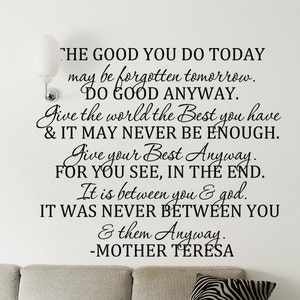 Mutter Teresa Wandtattoo Tun Gute Zitate Inspirierende Spruche Etsy