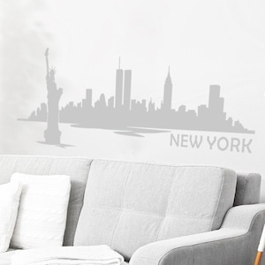 New York City Umriss New York City SKyline Wand Vinyl Aufkleber für Klassenzimmer, Bibliothek, Kinderzimmer, Reisende - 190