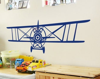 Airplane Wall Decals, Set of Three Planes, Biplane and Single Wing Airplanes, Airplane Decor, Airplane Nursery, Plane Decal- 184