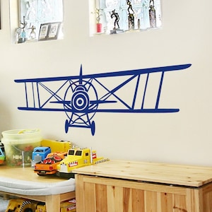 Wandtattoo Flugzeug, Set von drei Flugzeuge, Doppeldecker und einzelne Flügel Flugzeuge, Flugzeug-Dekor, Kindergarten Flugzeug, Flugzeug-Aufkleber-184