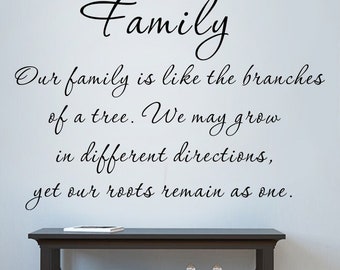 Family is Like the Branches - Family Vinyl Wall Stickers Love Vinyl Words For Lovers Couples Kids- MGW096