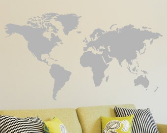 World Map Decal | Large World Map Vinyl Wall Sticker | Easy install World map wall decor | World Map Wall Sticker- 195