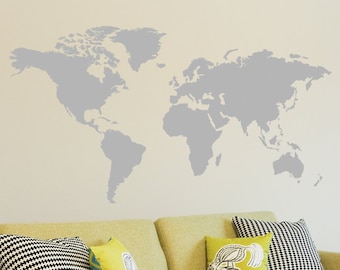 Weltkarte Aufkleber | Große Weltkarte Vinyl Wandsticker | Einfache Montage Weltkarte Wanddekoration | Weltkarte Wandsticker - 195