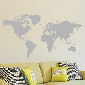 World Map Decal / Large World Map Vinyl Wall Sticker / Easy install World map wall decor / World Map Wall Sticker- 195