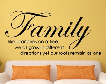 family like branches on a tree family Wall Sticker Quote Vinyl Decal Transfer Art - MGW014