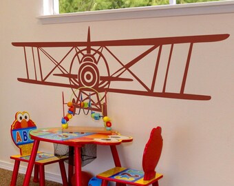 Vliegtuig muur Decal vliegtuig Vinyl Sticker Decals dubbeldekker Decor luchtvaart vliegtuig Decal Boy kamer Decor slaapkamer mannen cadeau kwekerij Dorm Decor-184