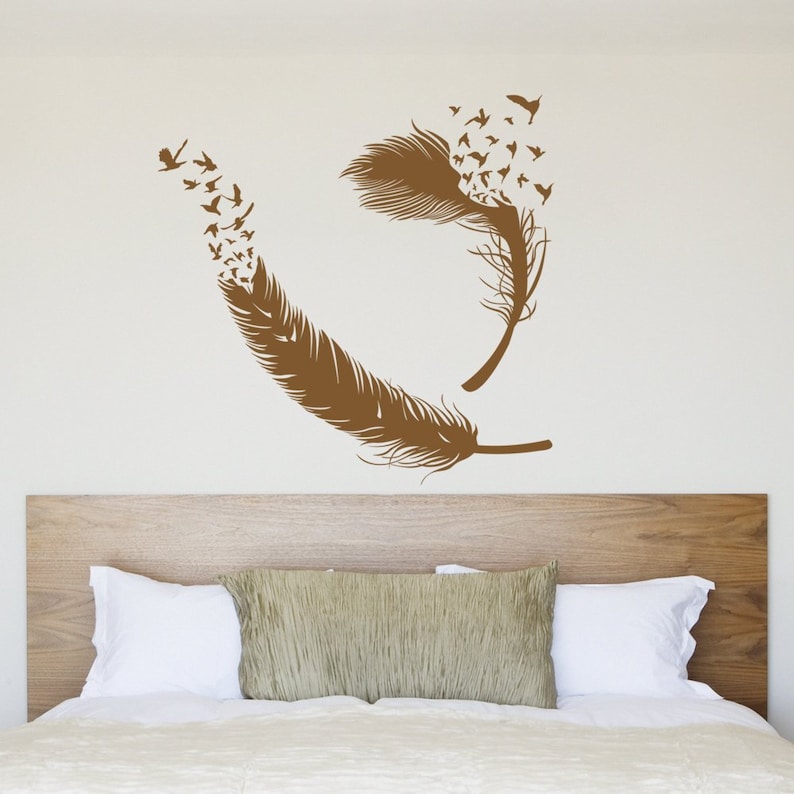 Abstract Feathers Birds Wall Decal, Birds of Feather Decal Vinyl Wall ...