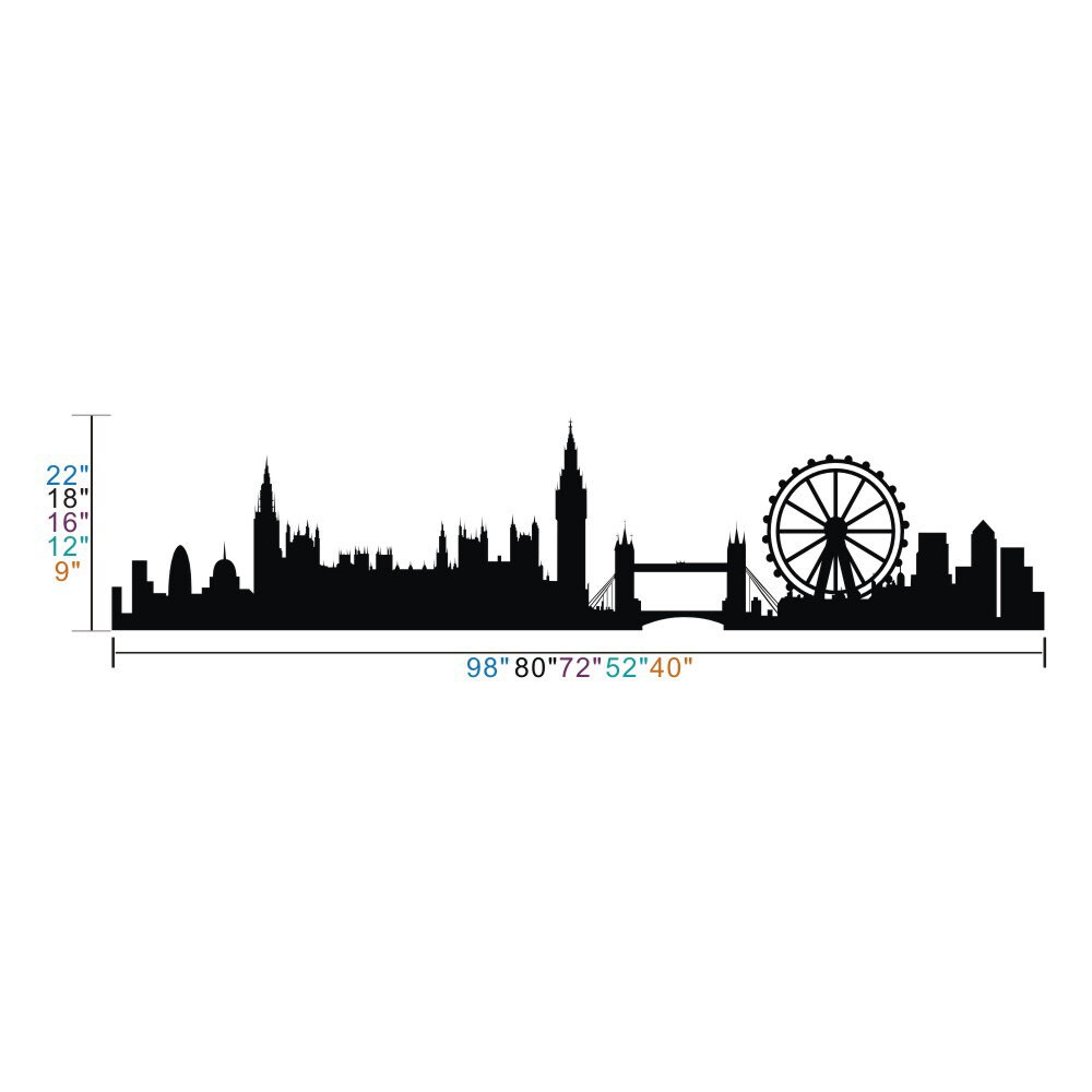 London City Skyline Vinyl Wall Decal Living Room Decal Mural Etsy
