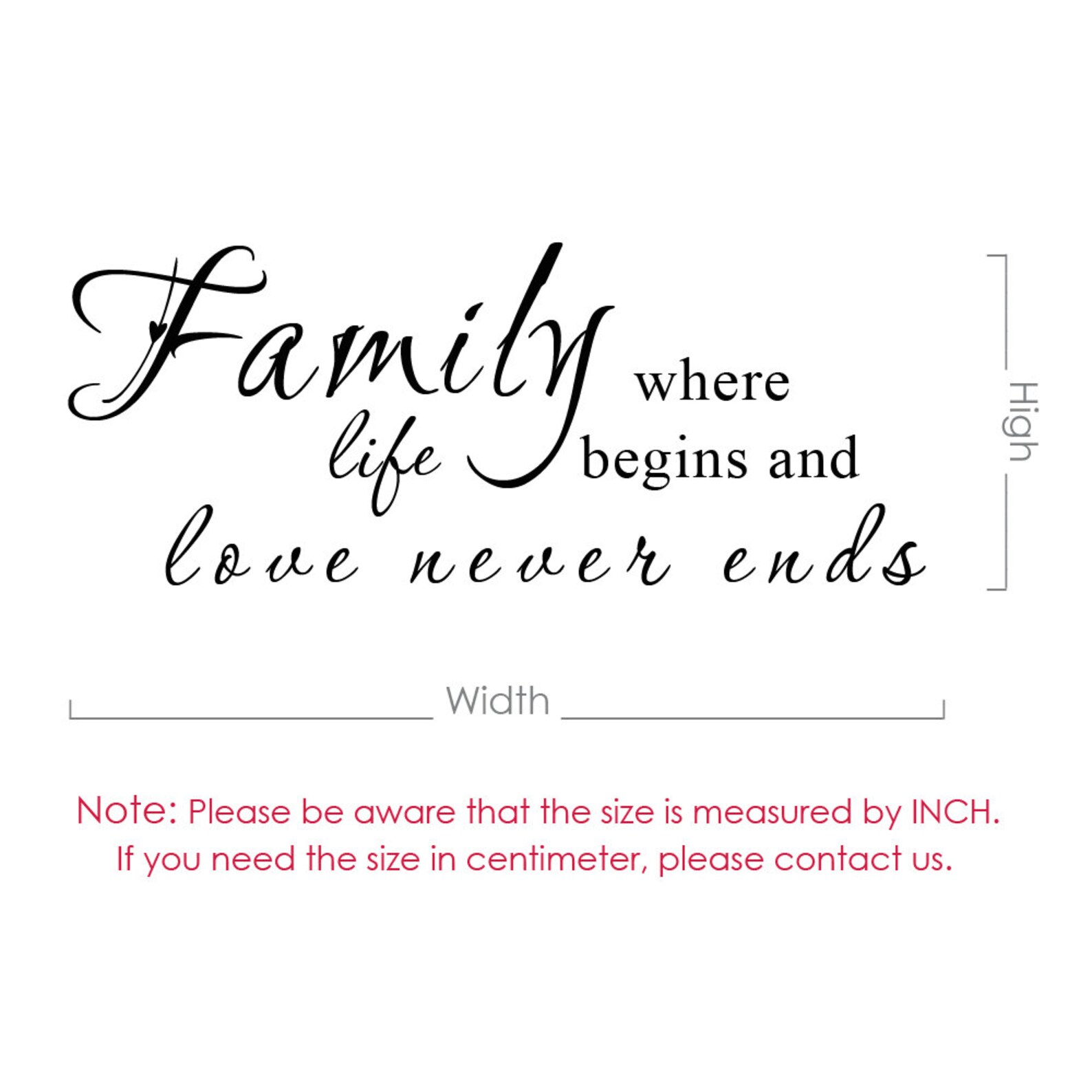 Family Wall Decal Family Where Life Begins and Love Never - Etsy