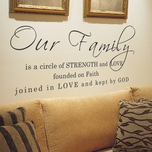 Family Vinyl Wall Quotes Faith Love God Vinyl Words Home Decal Decor Stickers- 042