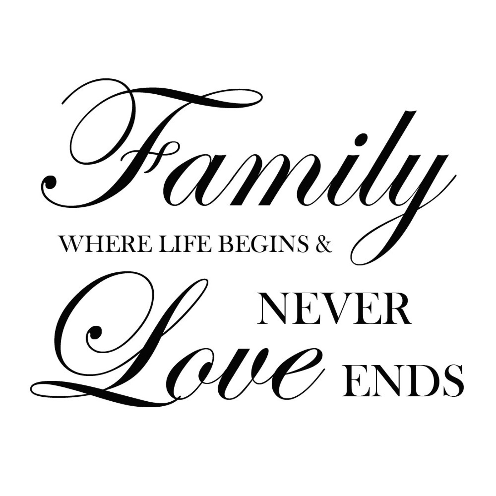 Family Where Life Begins & Love Never Ends Wall Quote Floral - Etsy