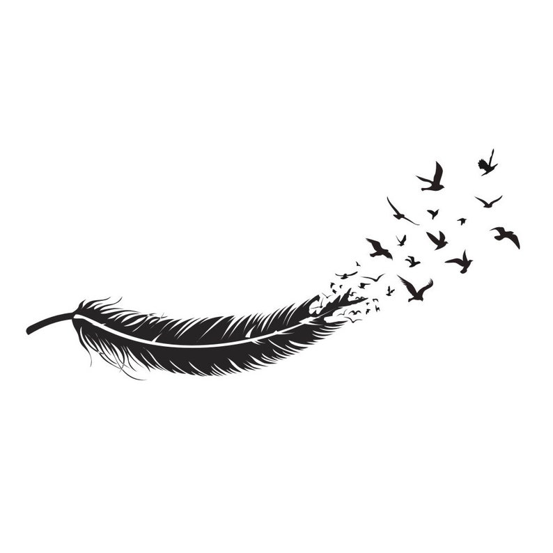 Feather and Birds Vinyl Wall Decal Sticker Bird Decor Above Etsy