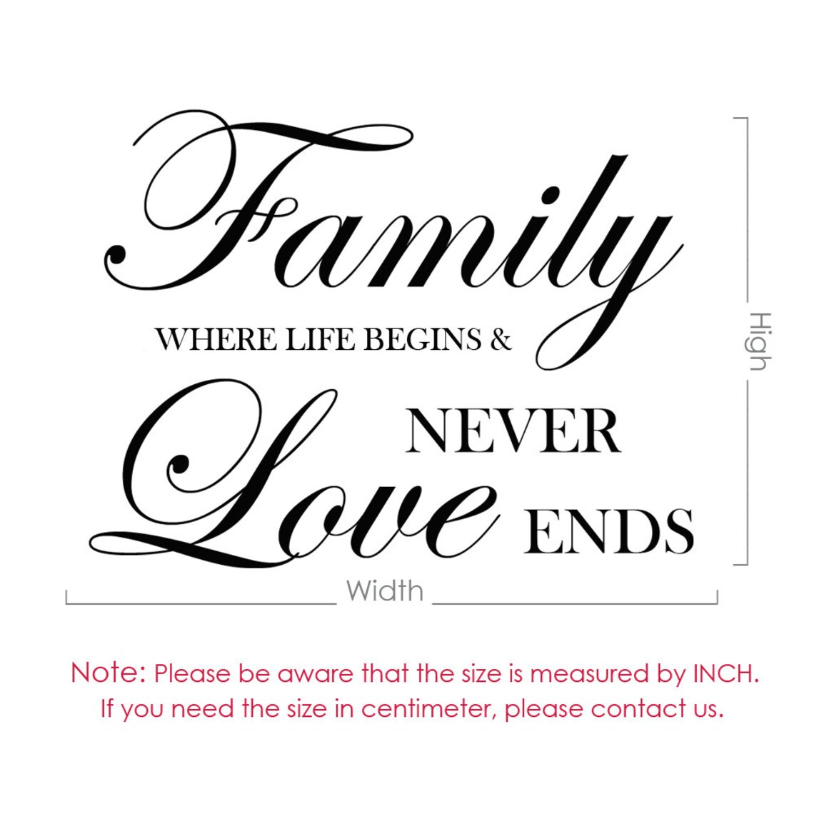 Home Wall Decal- Family Where Life Begins and Love Never End Wall Decal ...