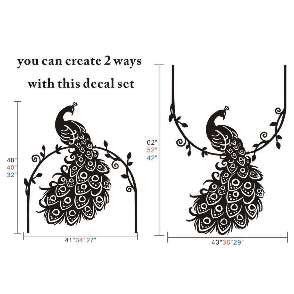 Peacock Wall Decal Vinyl Wall Stickers Art Graphics Home Etsy