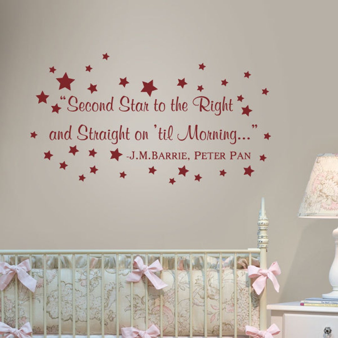 Peter Pan Silhouette Wall Decal Quote Second Star to the Right and ...