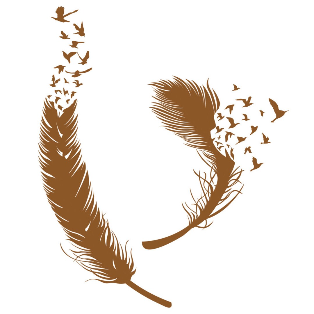 Abstract Feathers Birds Wall Decal, Birds of Feather Decal Vinyl Wall ...