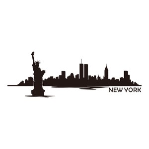 Wall Decal Wall art Sticker - Black outline shown New York City Skyline