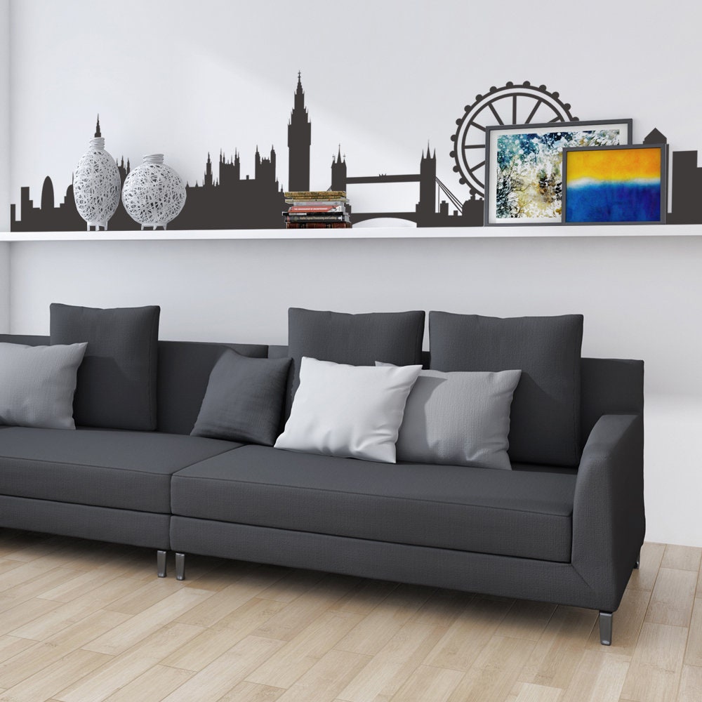London City Skyline Vinyl Wall Decal Living Room Decal Mural Etsy
