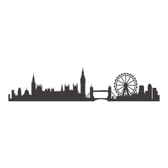 London City Skyline Vinyl Wall Decal - Living Room Decal Mural - Wall Sticker - Wall Decor, Bedroom Decal Silhouette- 199